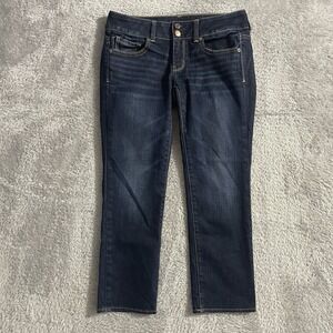 American Eagle Jeans Womens‎ Size 4 Artist Crop Stretch Low Rise Blue Dark Wash